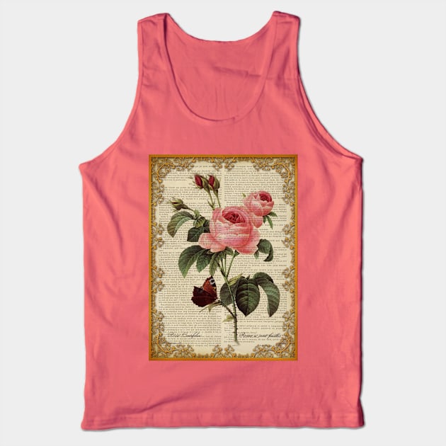 Botanical print, on old book page - Roses Tank Top by ArtDreamStudio